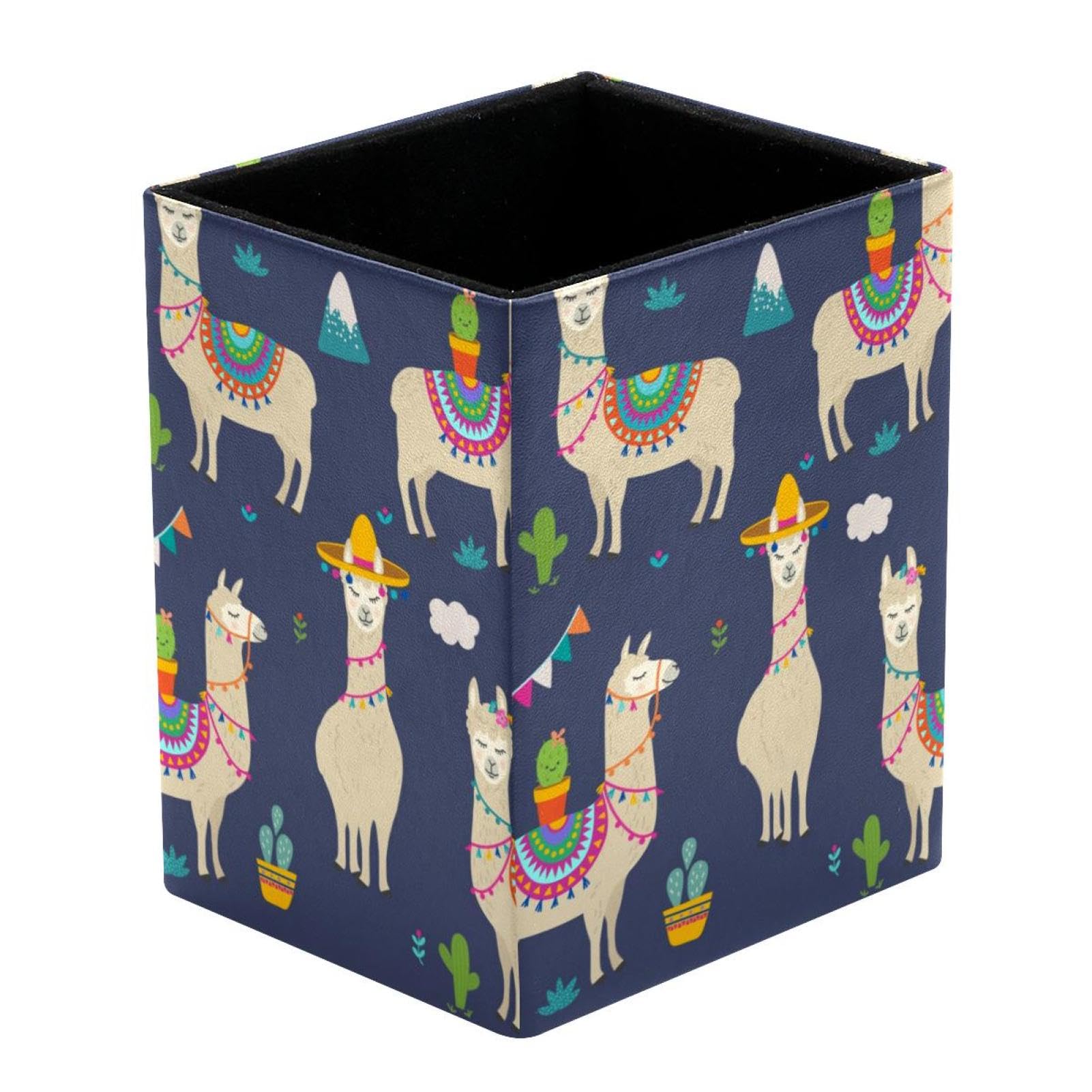 VAPOKF Pencil Holders for Desk, Llama Alpaca Prints Pen Holders Pen Pot Makeup Brushes Storage Desktop Stationary Supplies Organiser for Home Office