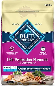 Blue Buffalo Life Protection Formula Small Breed Senior Dry Dog Food, Supports Joint Health and Immunity, Made with Natural Ingredients, Chicken & Brown Rice Recipe, 15-lb. Bag