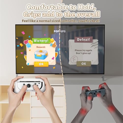 Vista 31 de FASTSNAIL Grips Compatible with Nintendo Switch for Joy Con & OLED Model for Joycon, Wear-resistant Handle Kit Compatible with Joy Cons Controllers