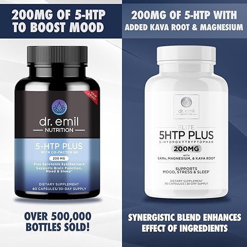 Miniatura 3 de 200 mg 5-HTP Elite con extracto de raíz de kava, magnesio y SAM-e para mantener un sueño normal y saludable y crear una sensación de bienestar,