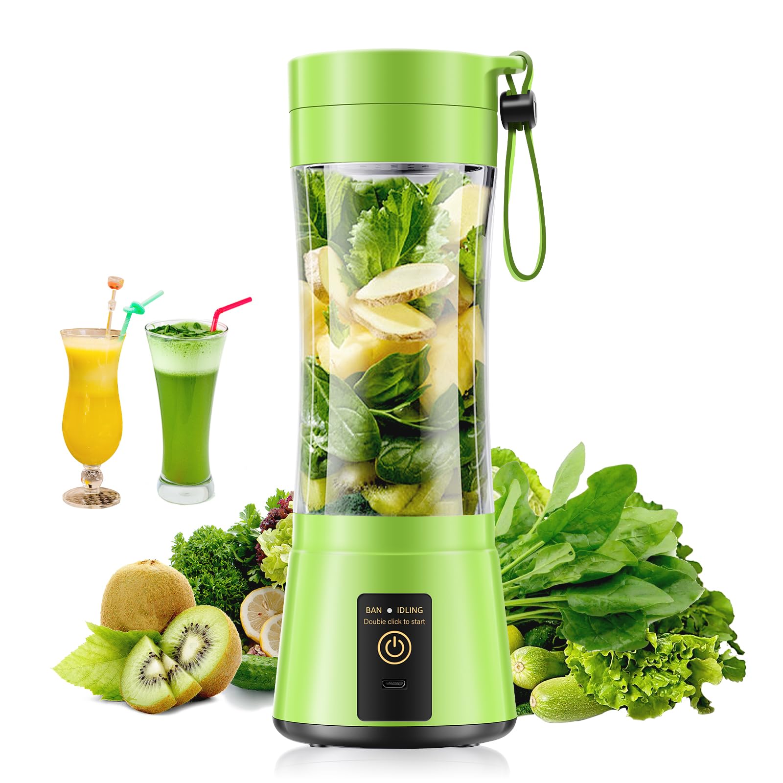 Cordless Personal Size Portable Blender - Blender Make Smoothies & Shakes, 12 Oz BAP Free Traveling Cup, Quickly Squeezed in Office/Picnic/Sports-image-23
