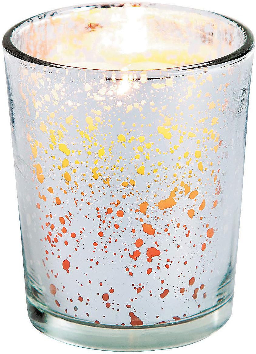 Fun Express Gold Glass Tealight Holders - Wedding and Home Decoration - Tealight Candle Holders for Table Centerpieces - Halloween, Christmas & Thanksgiving Decorations Indoor - 12 Pieces