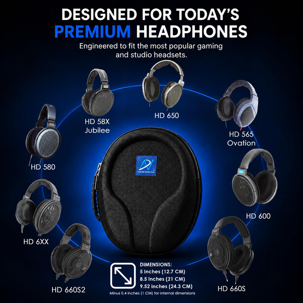 DN8PRO-XL-SPARTAN Custodia per il trasporto compatibile con cuffie Sennheiser HD700 HD650 HD660S HD600 HD580 HD565 Massdrop HD6XX HD58X Jubilee Denon AH-D5200 AH-D7200 AH-D9200 Audeze EL-8