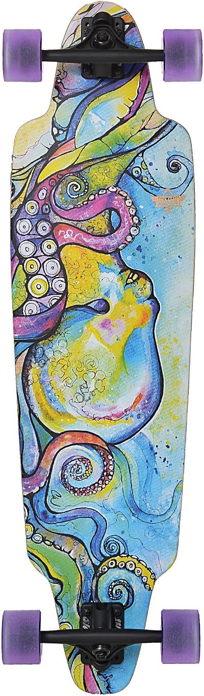 Dusters Kraken Longboard Complete Skateboard, Blue/Purple, 38" L x 10" W x 29.125" WB