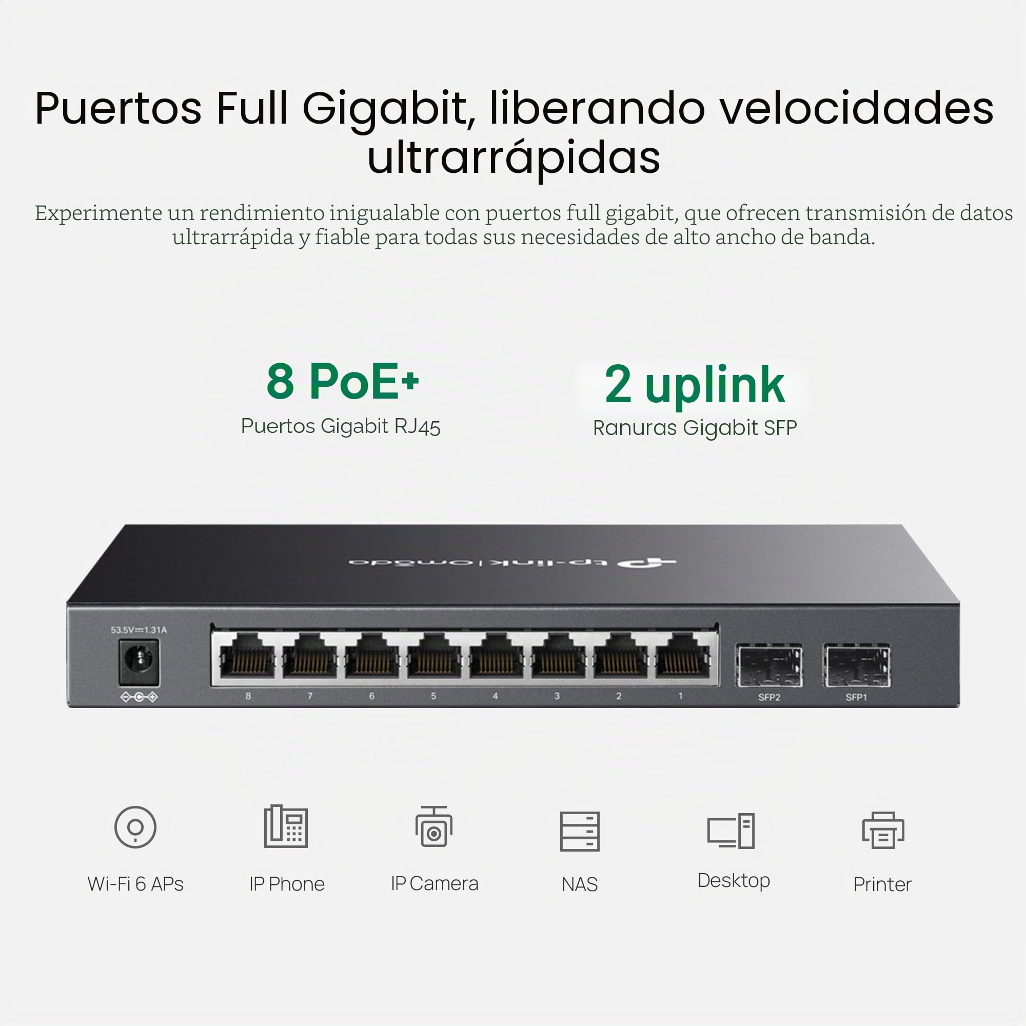 TP-LINK TL-SG2210P 8X Puerto Gigabit-Switch Smart Managed PoE 2xSFP
