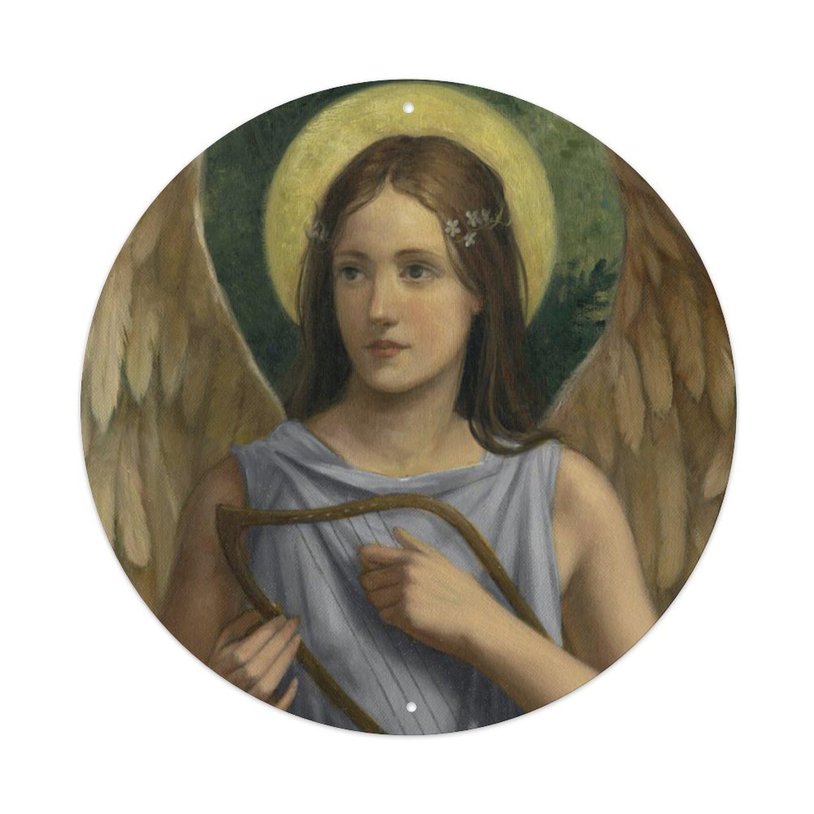 Vintage Angel The Angel Who Plays Music Metal Tin Sign