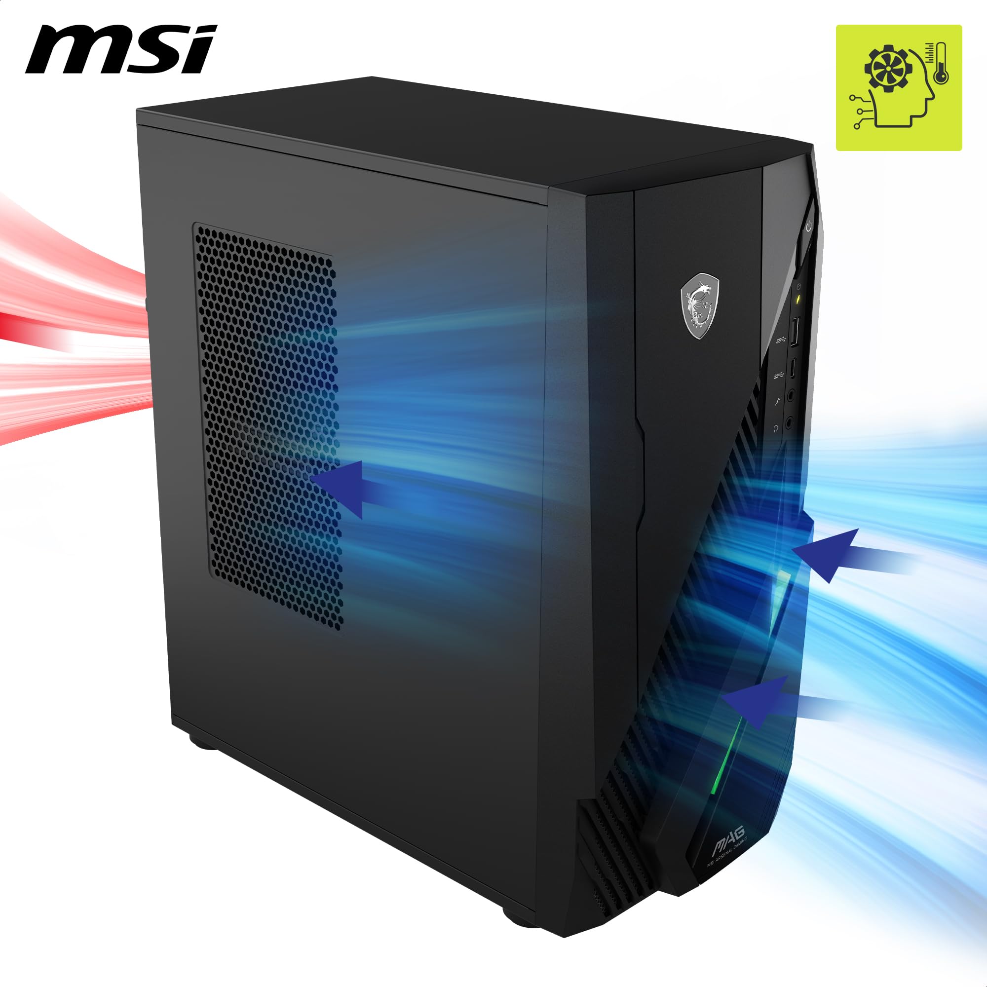 MSI MAG Infinite E1 14NVL5-104EU Gaming PC Intel Core i5 14400F GeForce RTX 5060 8G 16GB RAM DDR5 1TB SSD PCIe GEN4x4 NVMe Wi-Fi 6E 80+ Bronze