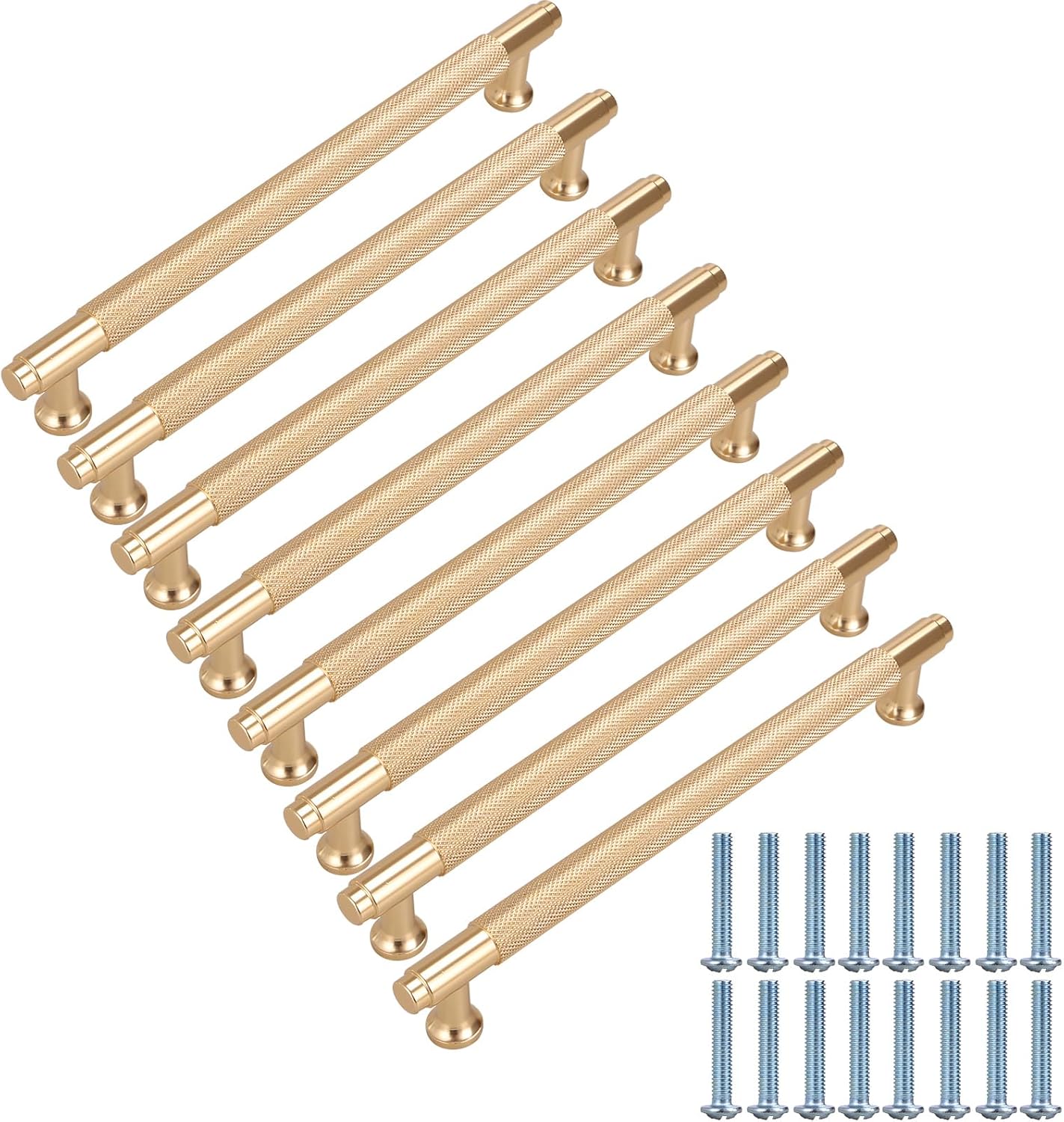 JMIATRY 8 Pcs Gold Handles, 192 mm Hole Spacing Kitchen Drawer