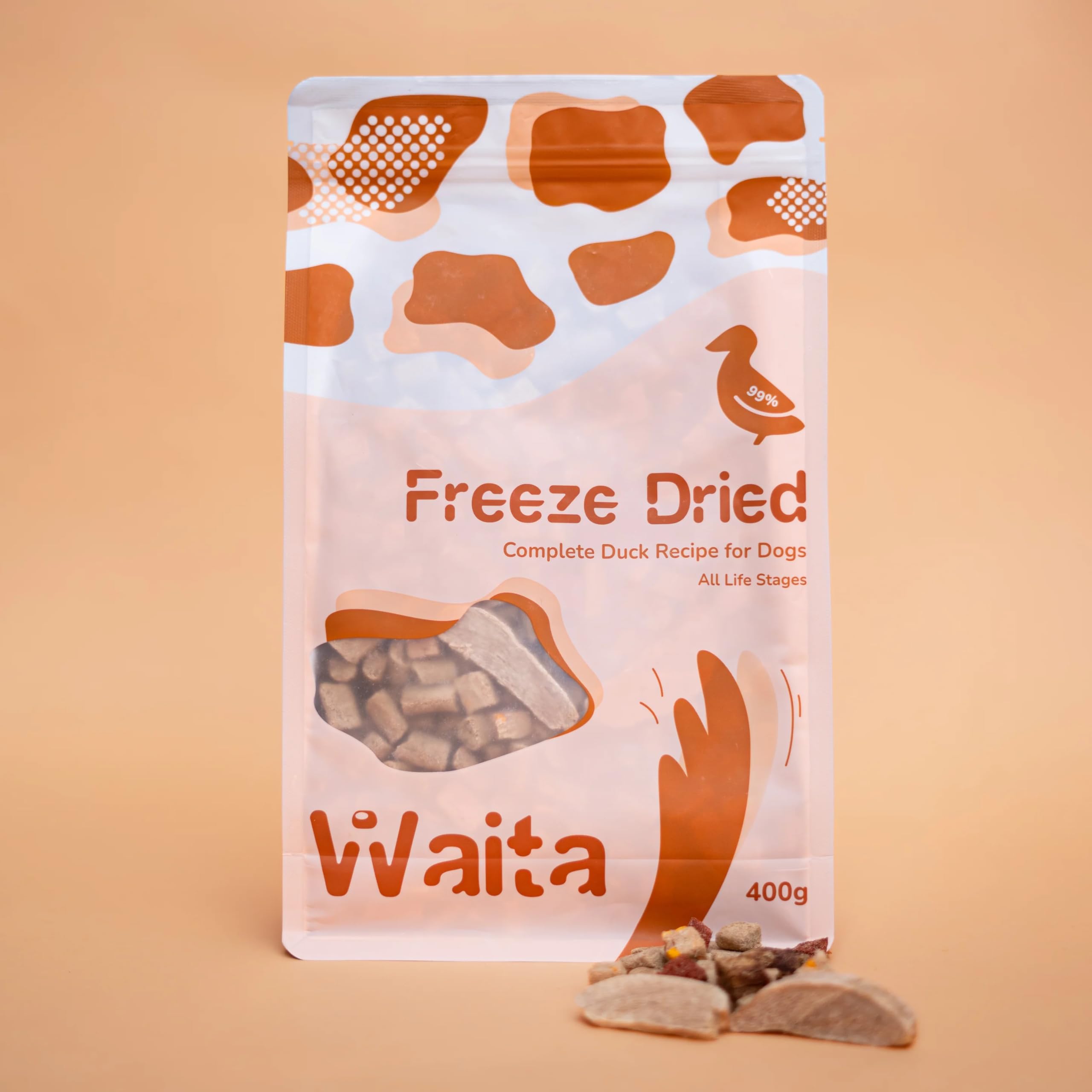 Complete Duck Recipe Freeze-Dried Complete Dog Food 400g, Hypoallergenic No Grain; Freeze Dried to Protect Nutrition and Rich Protein, Easy Digestion for Dogs