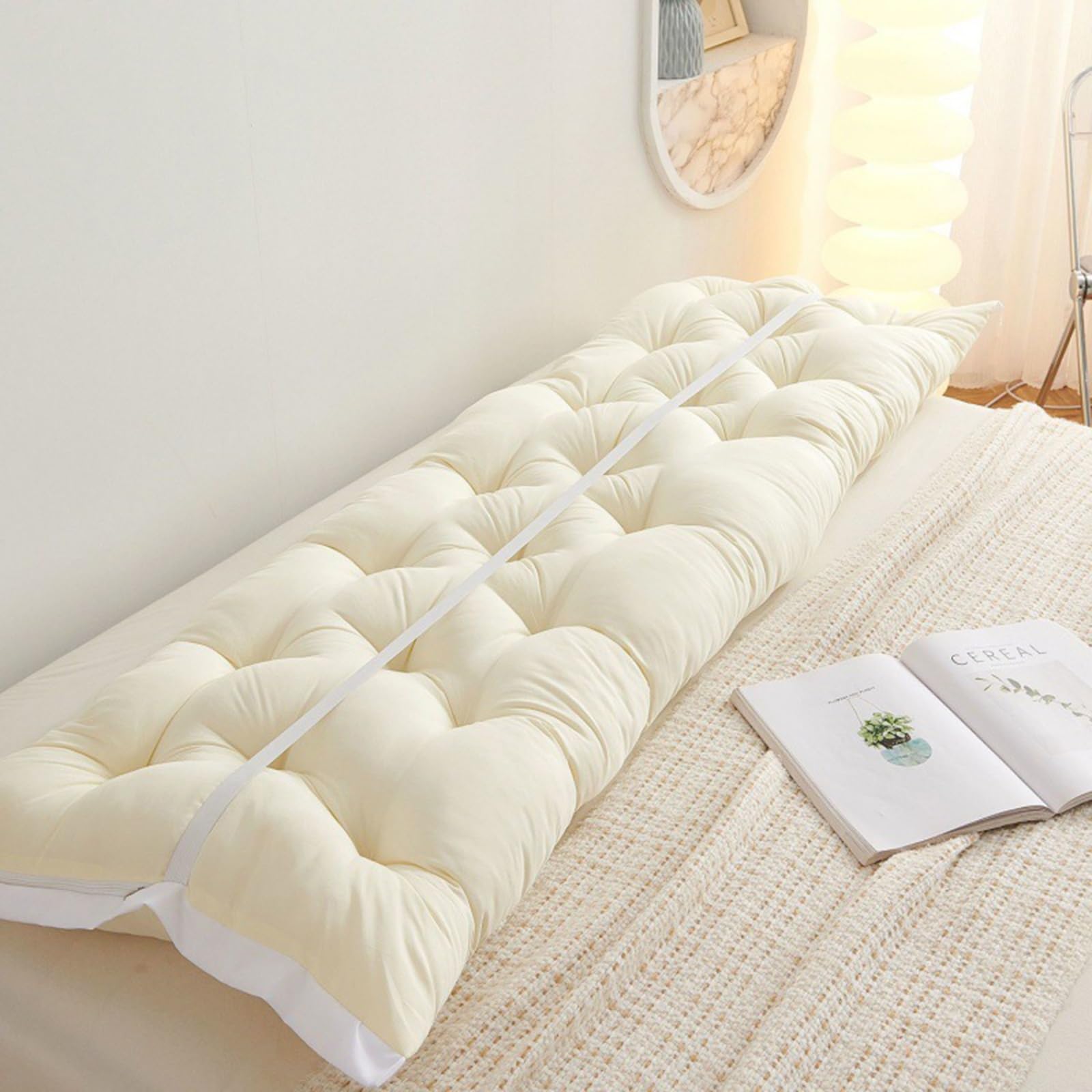 Almohada De Cabecero Para Cama Almohadas De Lectura Suaves Rectángulos Cojín De Respaldo Cojín De Lectura Y Descanso Cabecero Extraíble Con Funda Lavable Relleno De Algodón (rosa 150cm*50c