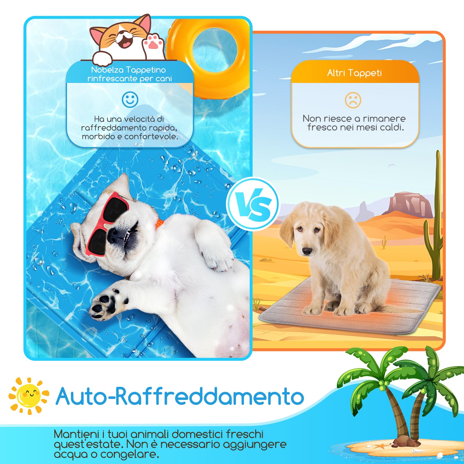Nobleza - Tappetino Refrigerante in gel per cani, gatti e animali domestici, non tossico. 65 * 50 cm, M
