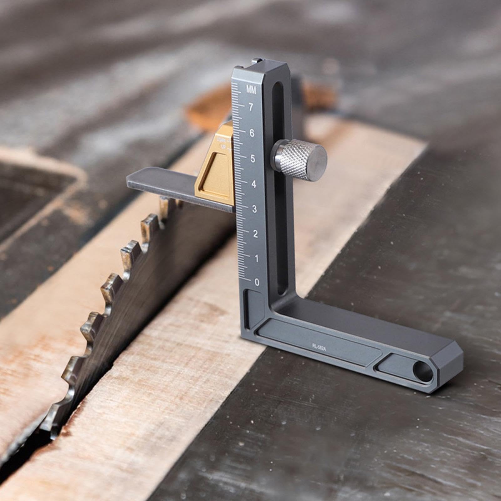 Compteur de profondeur de scie à table, compteur de hauteur de scie à table en alliage d'aluminium - Outils de mesure du travail du bois, règle de mesure de hauteur légère pour menuisier, amateur