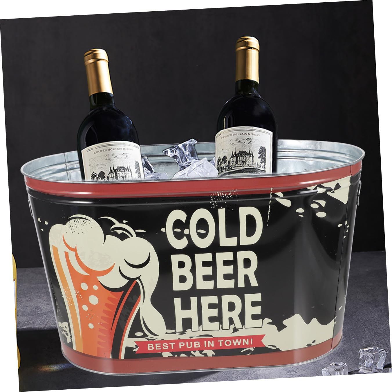Ipetboom Cubo Metálico Grande para Hielo con Asa Resistente Arañazos y Abrasión para Enfriar Cerveza Vino y Bebidas Fiestas Campamentos y Bares