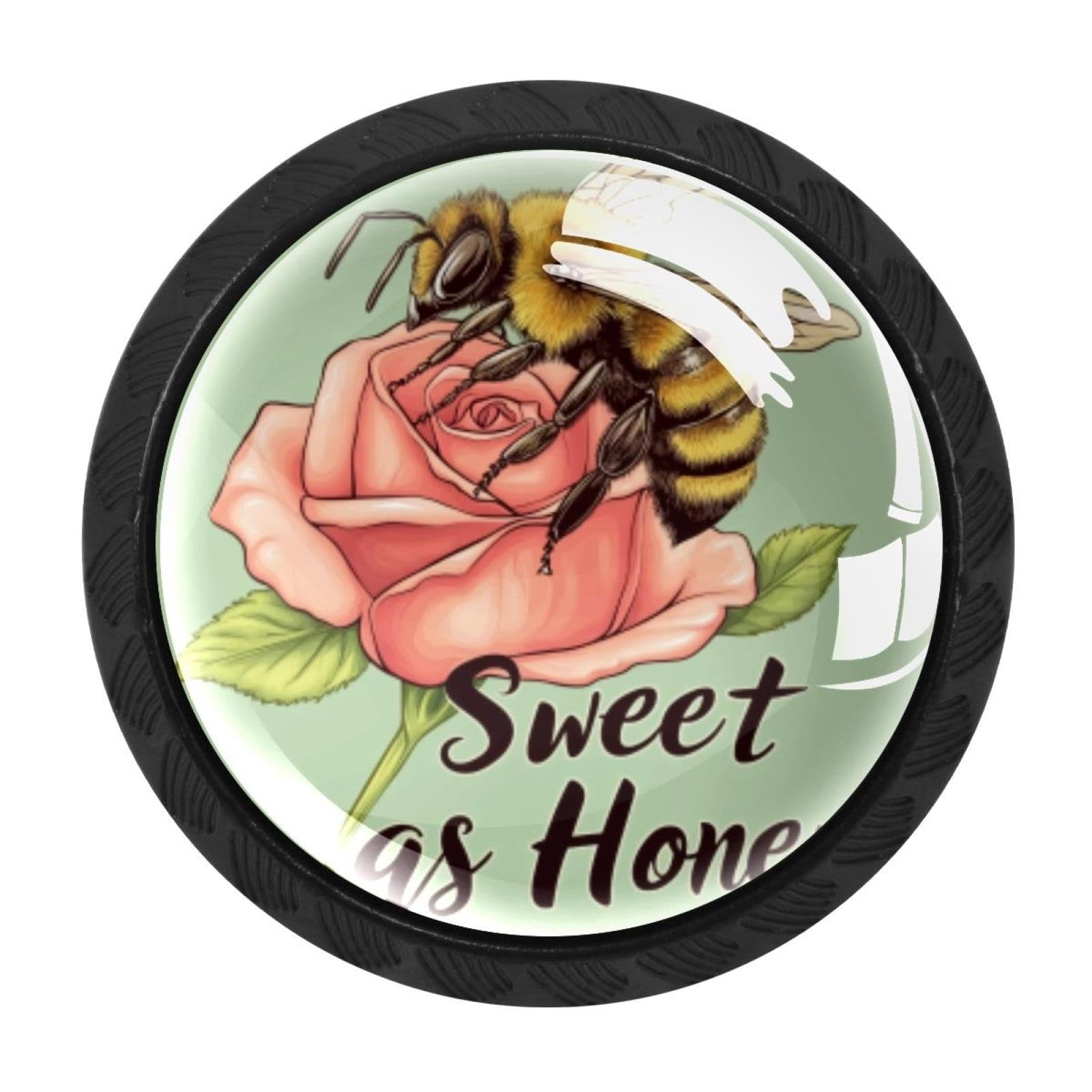 Poignées de tiroir en verre de 35 mm rose abeille pour buffet et commode de chambre