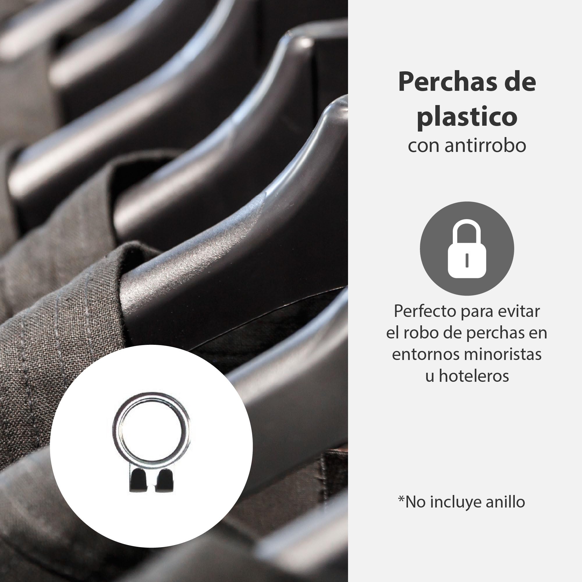Pack de 10 Perchas de Plástico Negro con Antirrobo - Seguridad y Organización para tu Armario, Durabilidad Garantizada