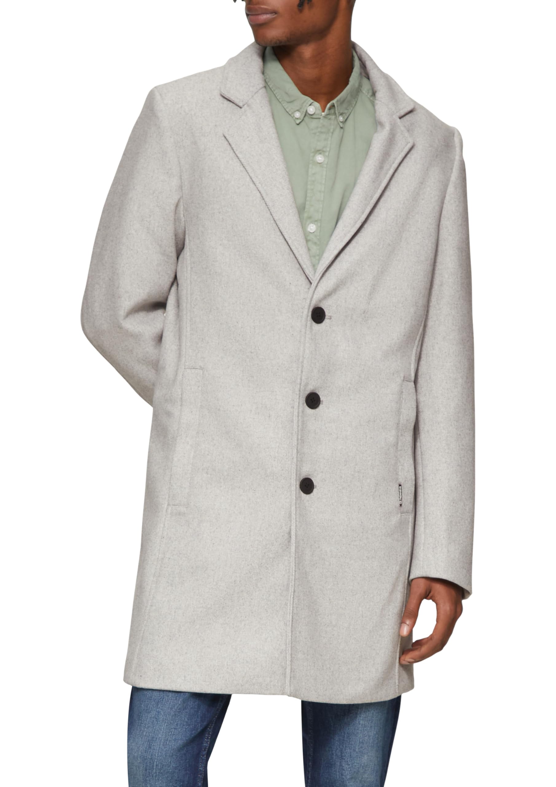 QS Herren Outdoor-Mantel – Regular Fit, Reverskragen, Wollmix