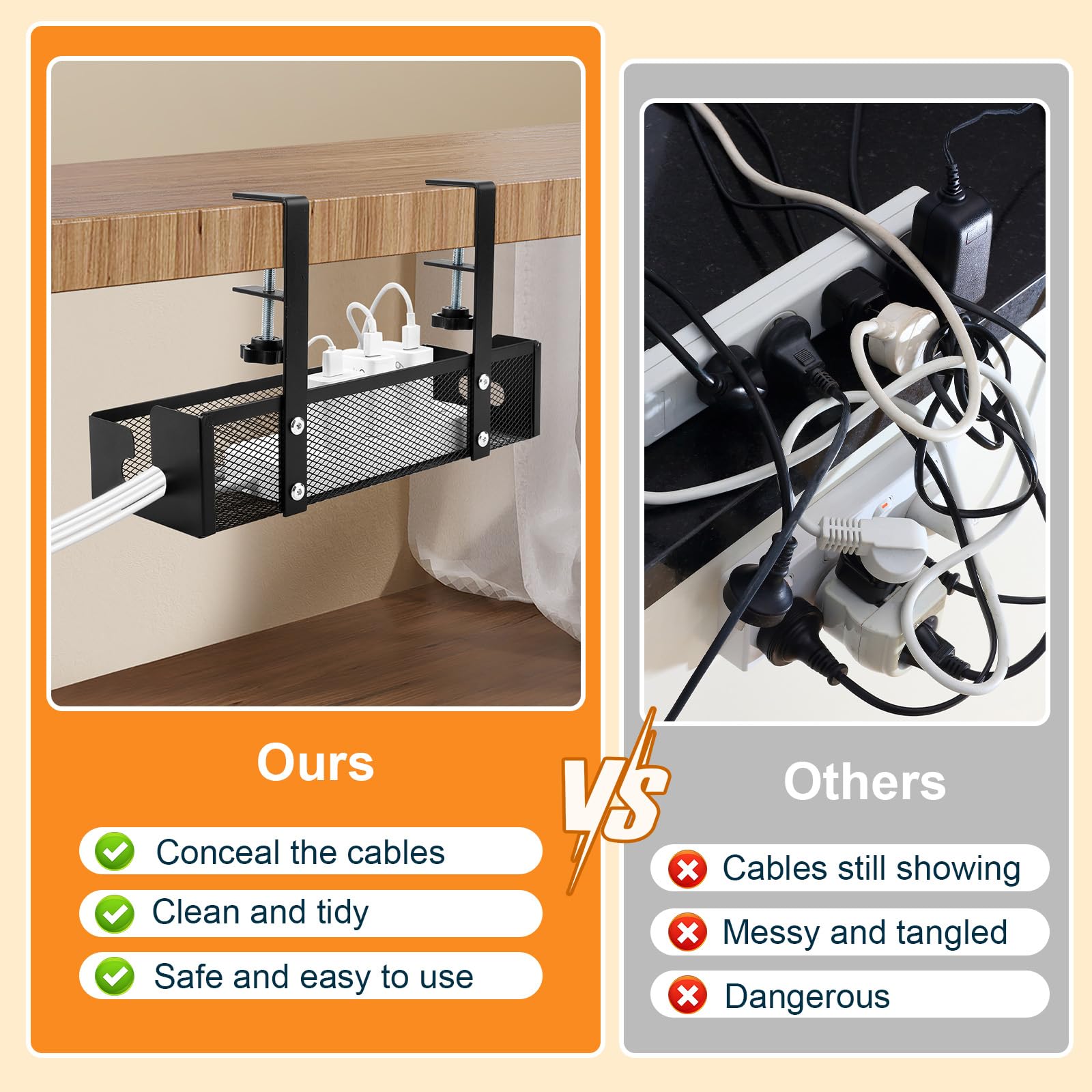 Organizzatore Per Cavi Da Scrivania - Senza Trapano, Compatto Per Ricarica E Gestione Cavi - Foto 9