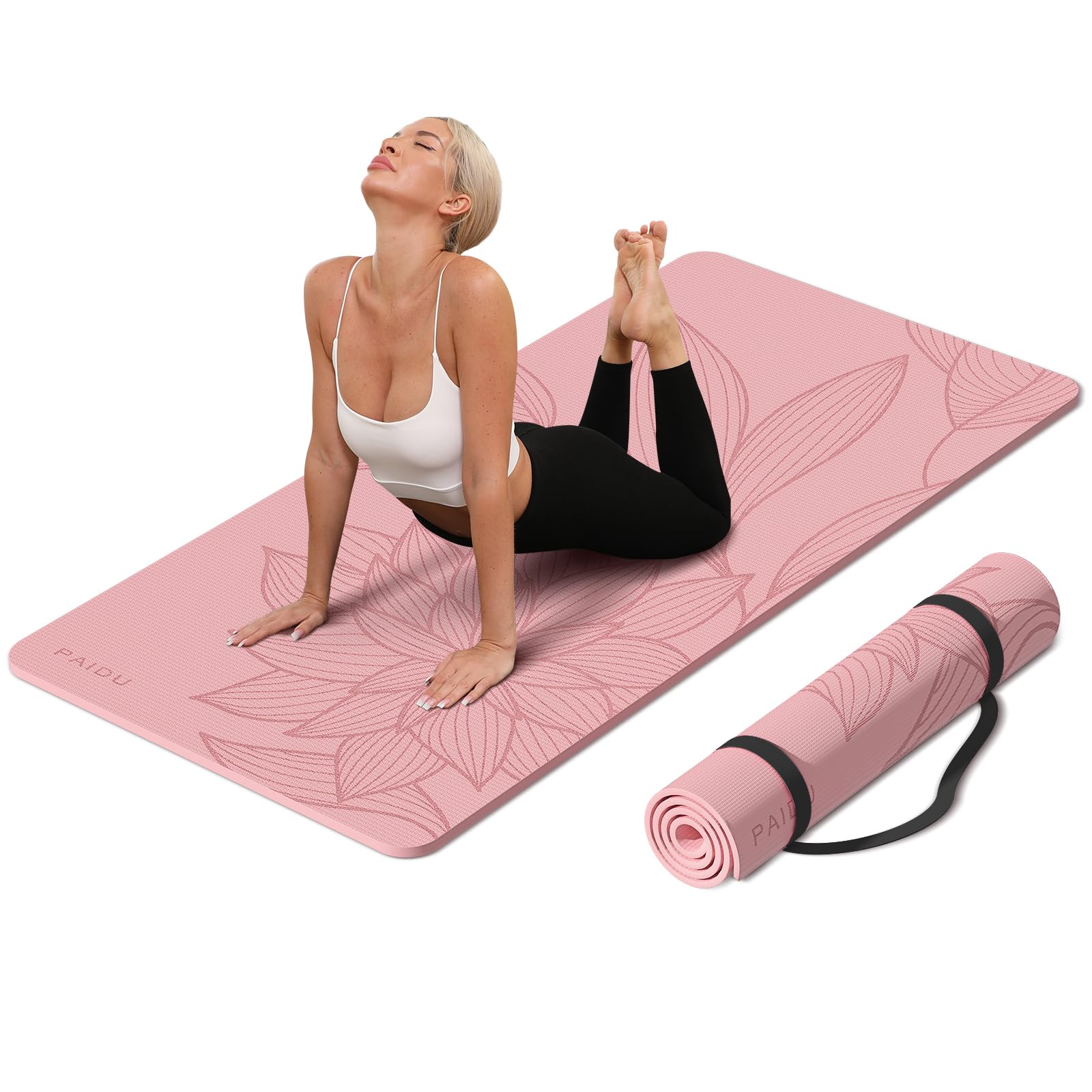 PAIDU Large Yoga Mat-72’x36’x0.4’ Extra Width ? Thick,Comfortable,Non-Slip Exercise Mat-Works Great on All Floor for Stretching,Yoga Studio,Gym or Home Workouts (Pink)