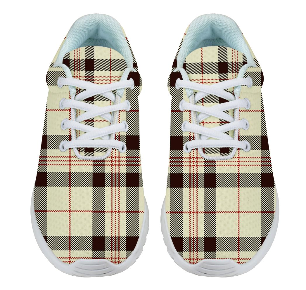 Buffalo Plaid Beige Shoes for Women Men Trail Running Casual Fashion Sneakers Slip-on Tennis Shoes