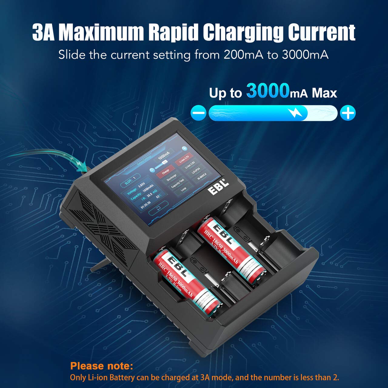 Buy EBL Battery Charger TCX Pro with Color Touching Display, for