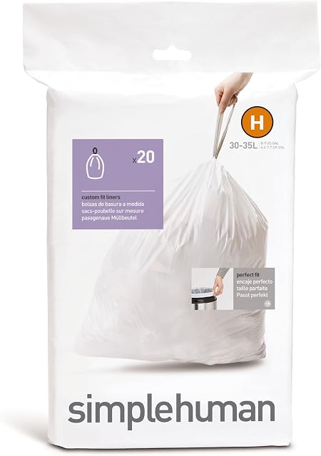 simplehuman - code H, custom fit bin liners, 20 pack