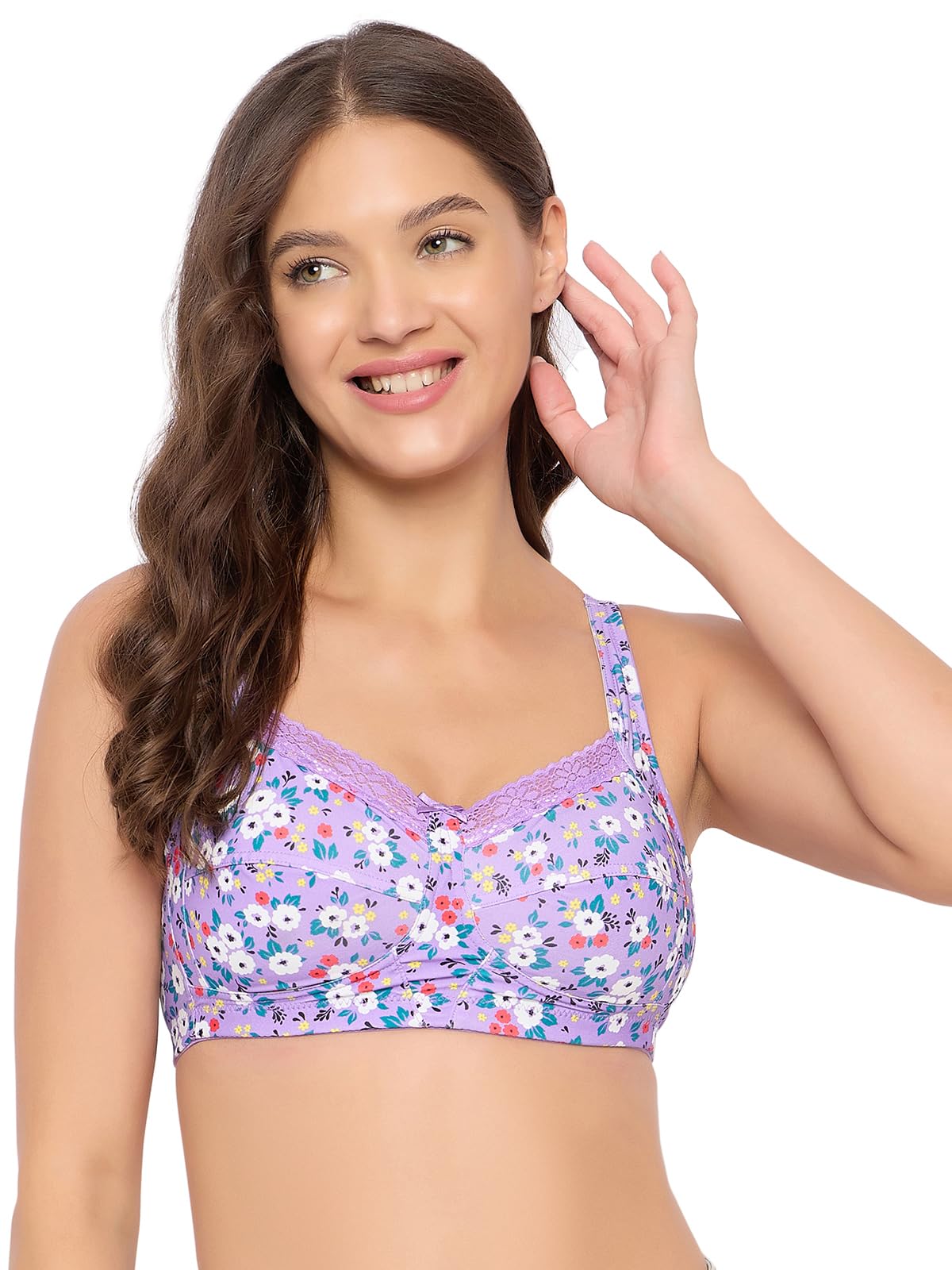 Women's Polyamide Non-Padded Printed Full Cup Wire Free T-Shirt Bra-image-13