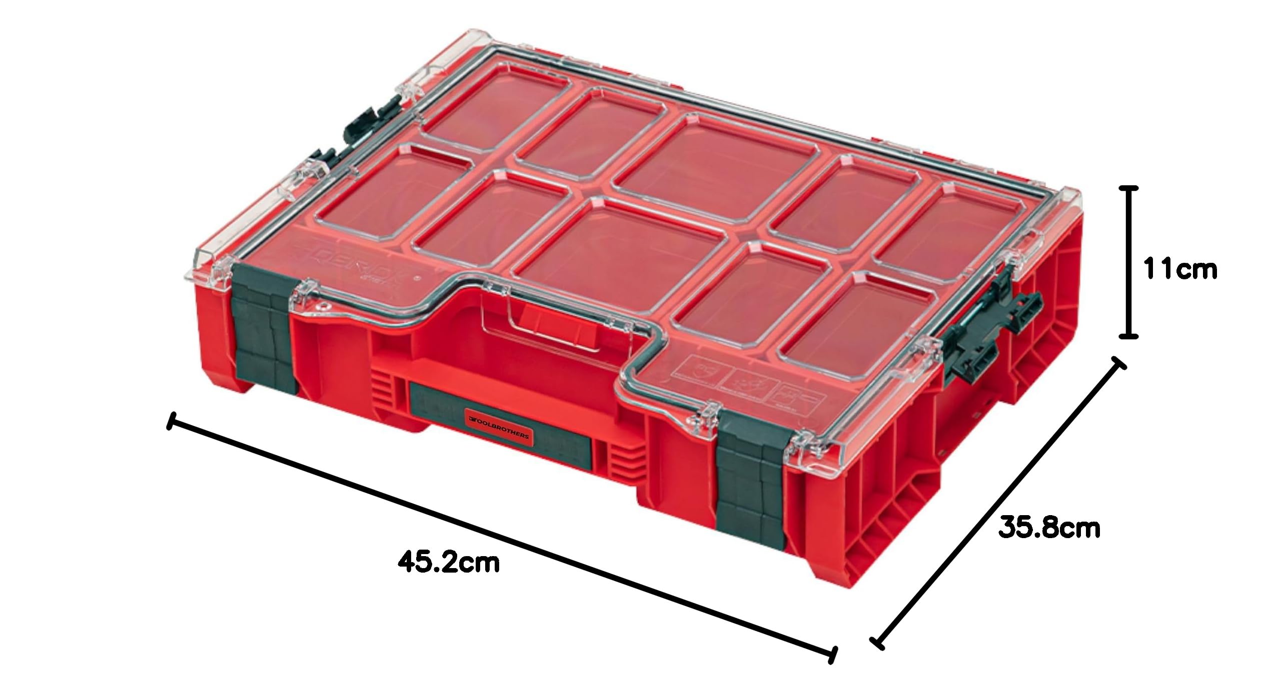 Toolbrothers RHINO PRO Organizer 300 RED ULTRA HD, impilabile, 452 x 358 x 110 mm, 9 l, IP54 con 8 inserti