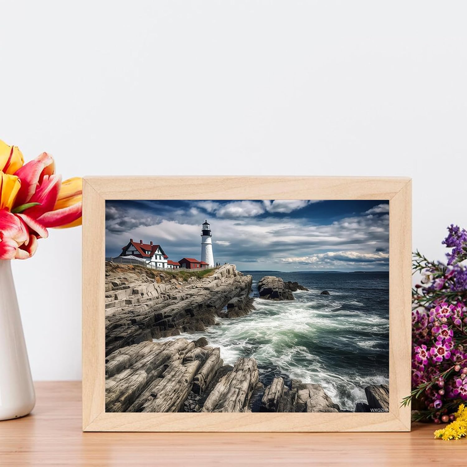 WXQZHF DIY 5D Diamond Art Kits Painting for Adults Lighthouse Portland Seaside Maine 12x16 inch