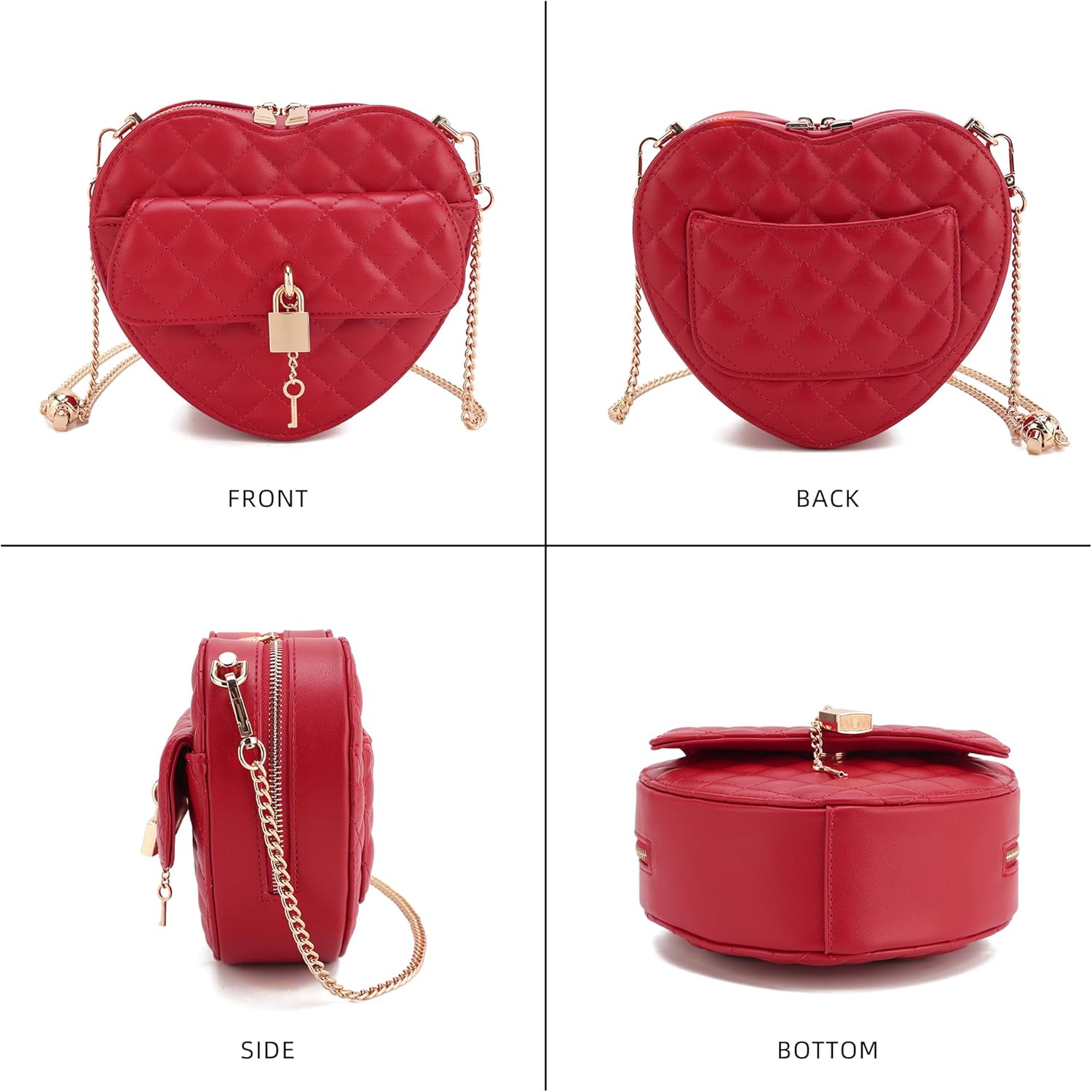 lola mae Heart Shape Crossbody Purse for Women – Cute Valentine’s Gift Handbag, Zip-Around Shoulder Bag for Teens - Image 4