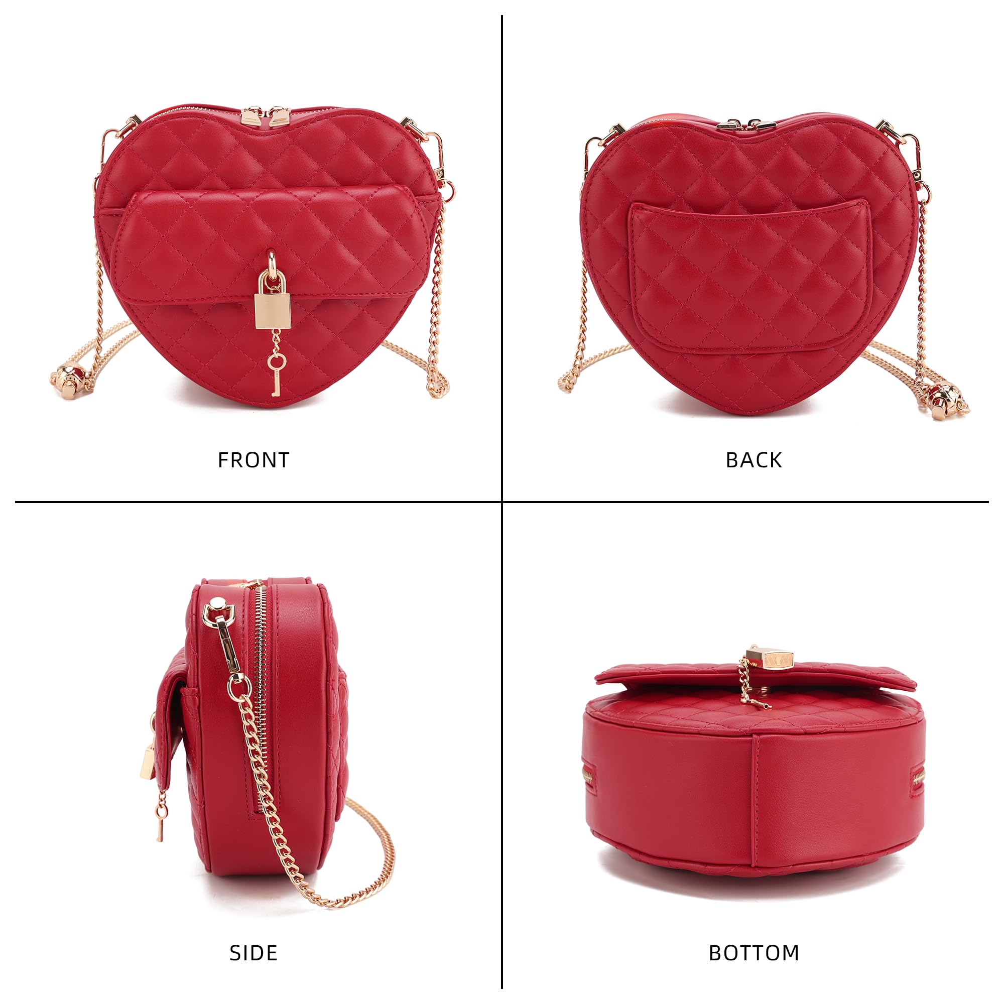 lola mae Heart Shape Satchel Crossbody Purse for women Zip Around Shoulder Bag