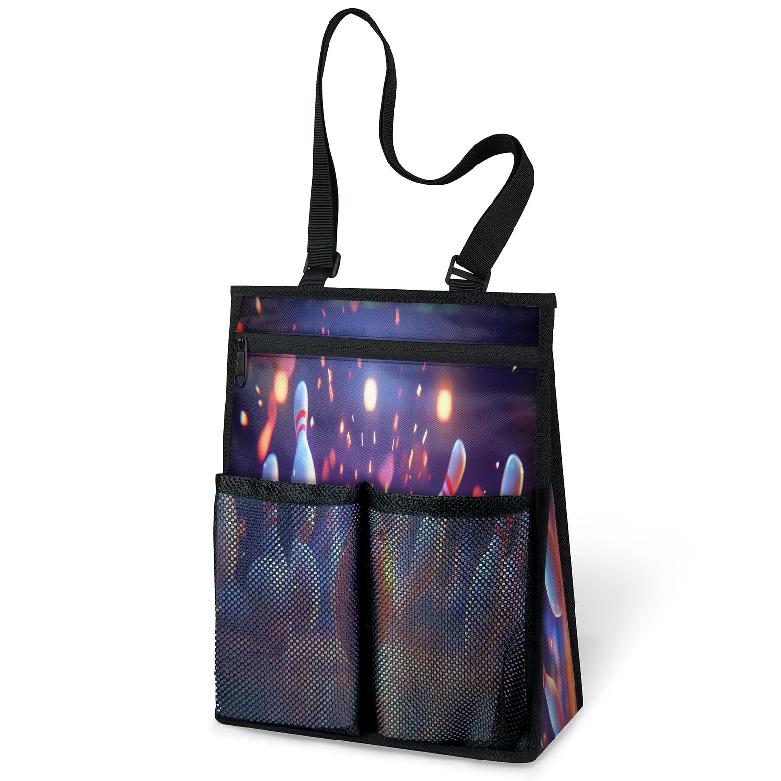 Ourtheme Sports Bowling Pattern Portable Shower Bag for Travel Gym Camp Beach Tote Shower Caddy Bags Hanging Toiletry