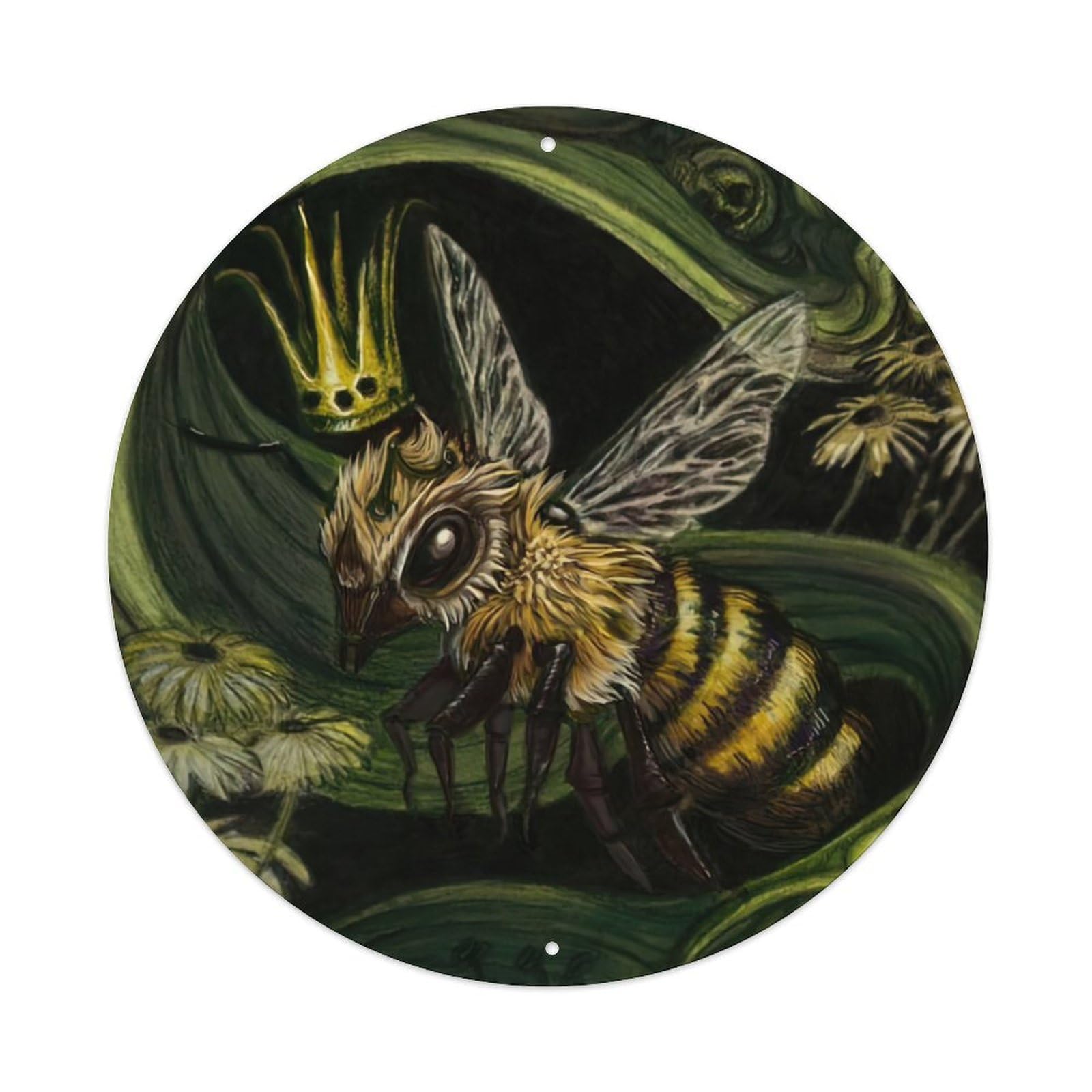 Animal Insects The Bee with The Crown Vintage Metal Tin Sign Plaque Wall Decor for Cafe, Club Bar, Office, Garden Metal Poster 8x8Inch