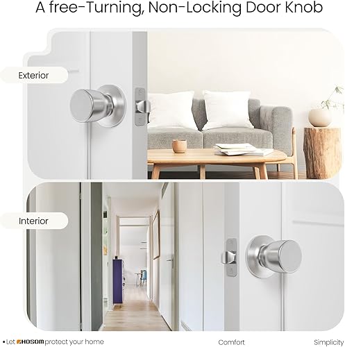 Vista 37 de HOSOM Pomo de puerta con cerradura y llave, perilla de puerta de entrada con llave, cerradura de puerta exterior e interior para puerta delantera