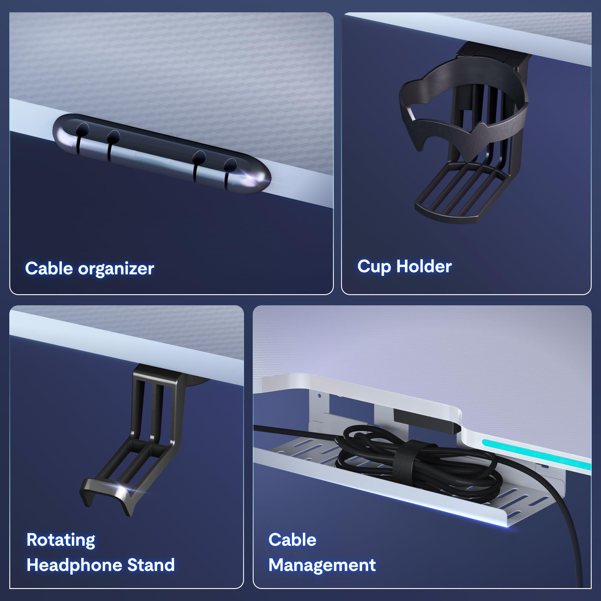 FLEXISPOT E6G CyberX 71 RGB LED Large Electric Gaming Standing Desk Dual Motor 3-Stage Adjustable Desk up to — view 7