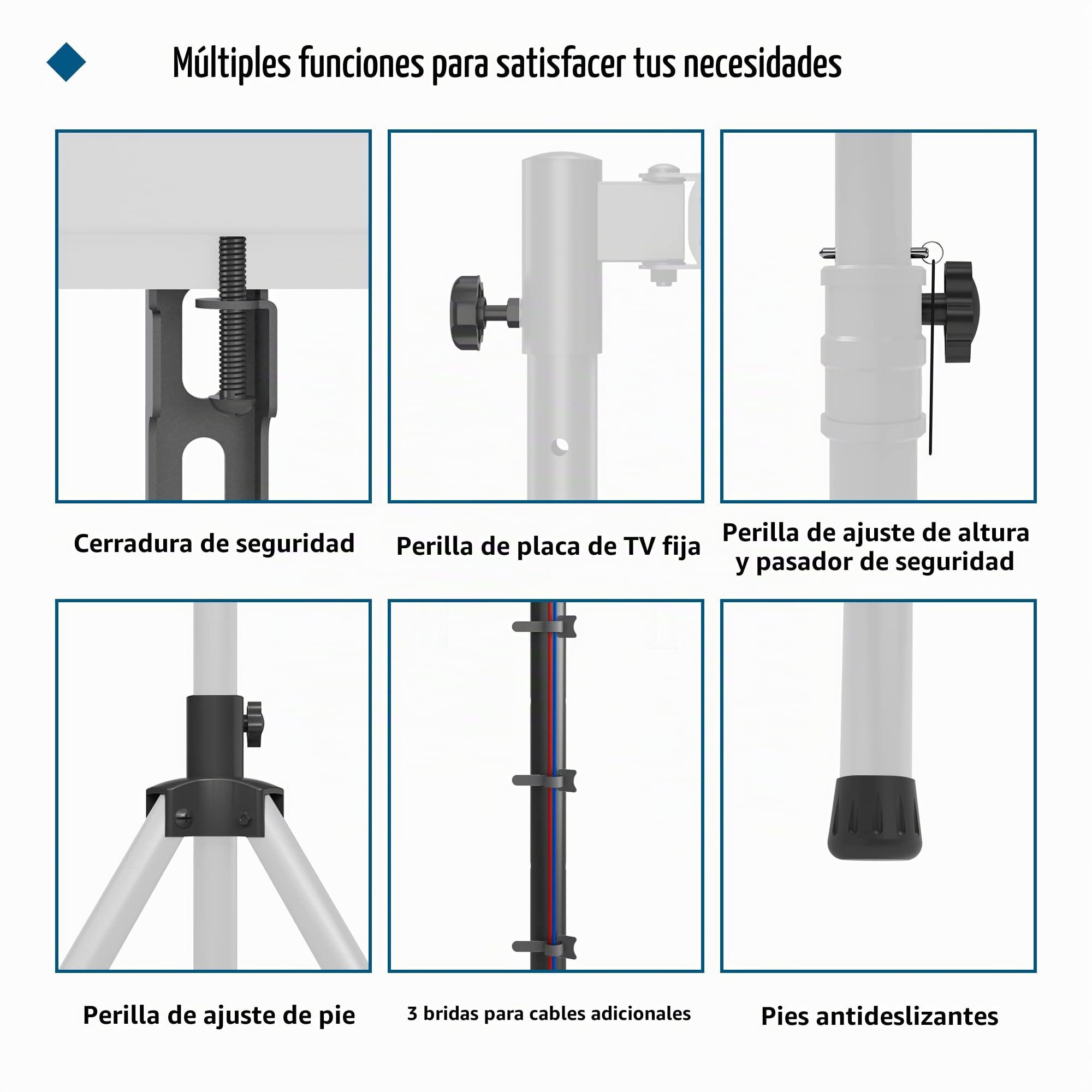 BONTEC Soporte TV Pie Trípode 32-60 Pulgadas Planas Curvadas