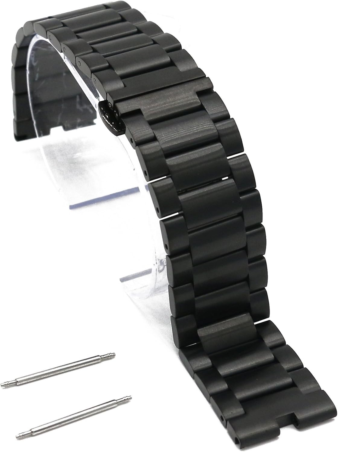 Ajusen 腕時計ストラップ 凹口 時計バンド ウォッチバンド 交換ベルト ステンレス製 22mm ウォッチアクセサリー ブラック Ajusen ストップウォッチ Amazon