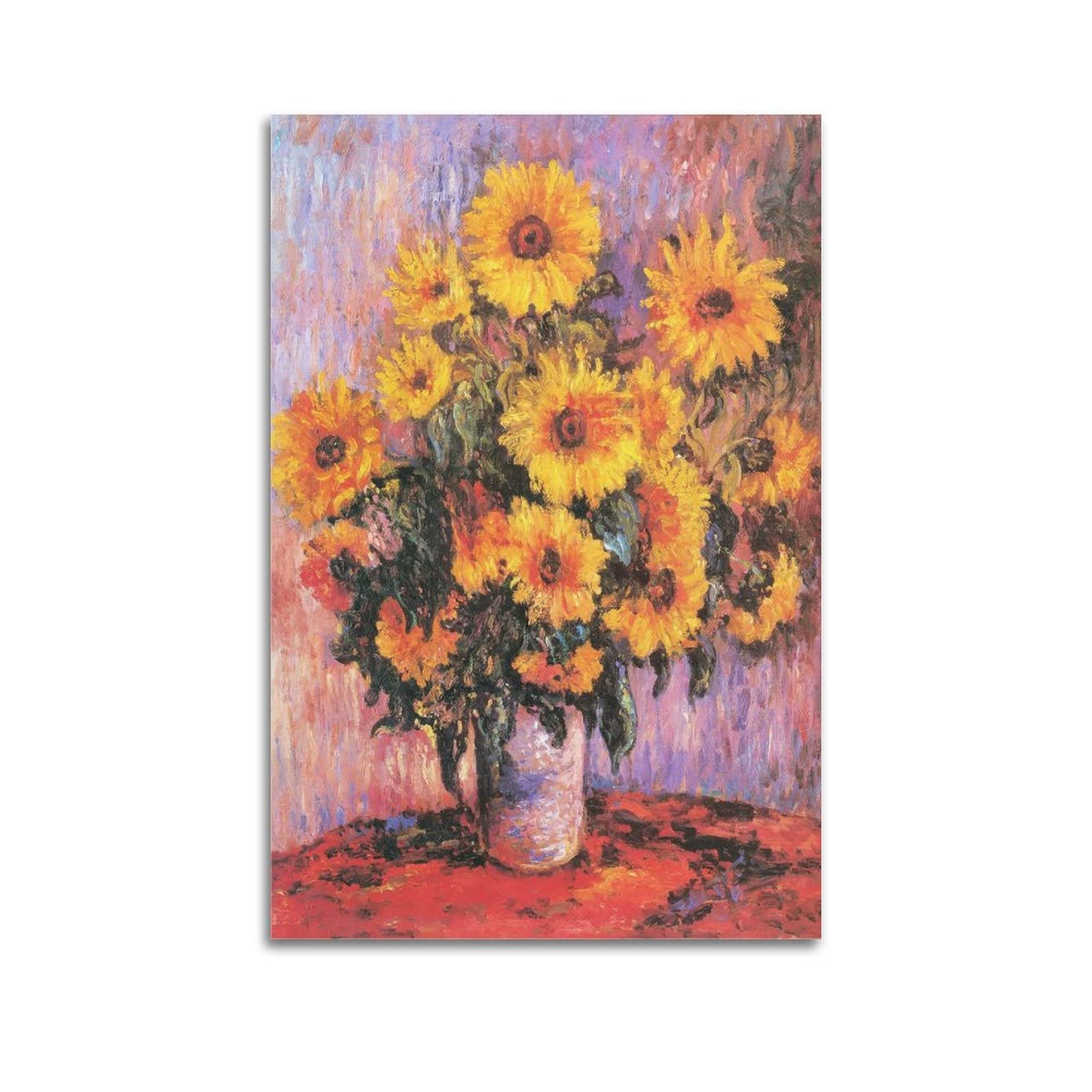 JAHER Claude Monet Paintings - (Sunflower Bouquet) Poster Artworks Canvas Room Aesthetic Wall Art Prints Home Modern Decor Gifts 16x24inch(40x60cm)