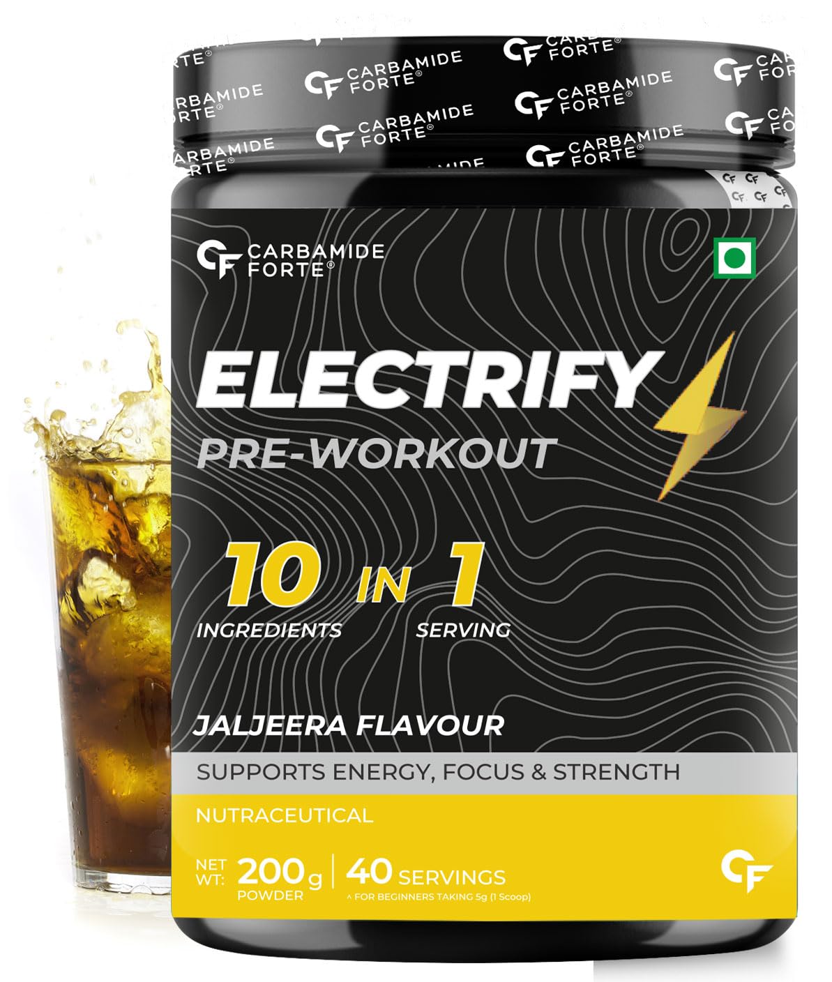 Carbamide Forte Pre Workout Powder | Pre Workout Supplement for Men and Women | Preworkout Supplement with Taurine & Creatine Monohydrate for Energy, Focus & Strength | Jaljeera Flavour – 40 Servings - 200g (B0BMWX1PC6) Amazon Price History, Amazon Price Tracker