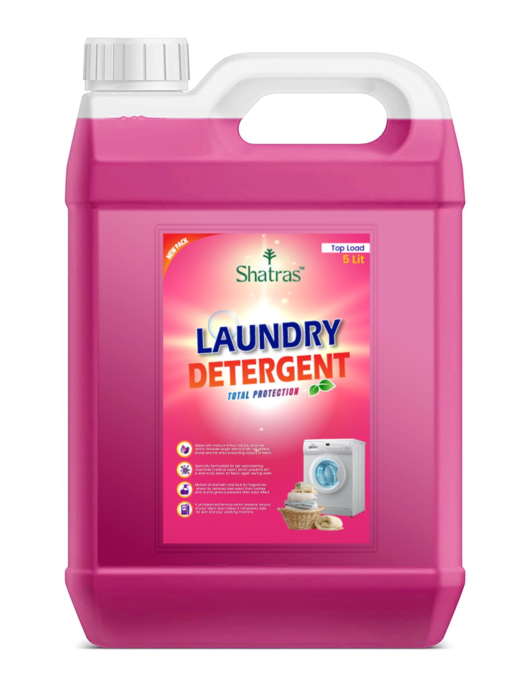 Shatras 4X Power Biodegradable, Baby Safe, No Harmful Chemicals, No Acid, Eco-Friendly, Environment Friendly, Baby Safe,Non Toxic Natural Laundry Liquid- Pink Lily (5L)-image-24