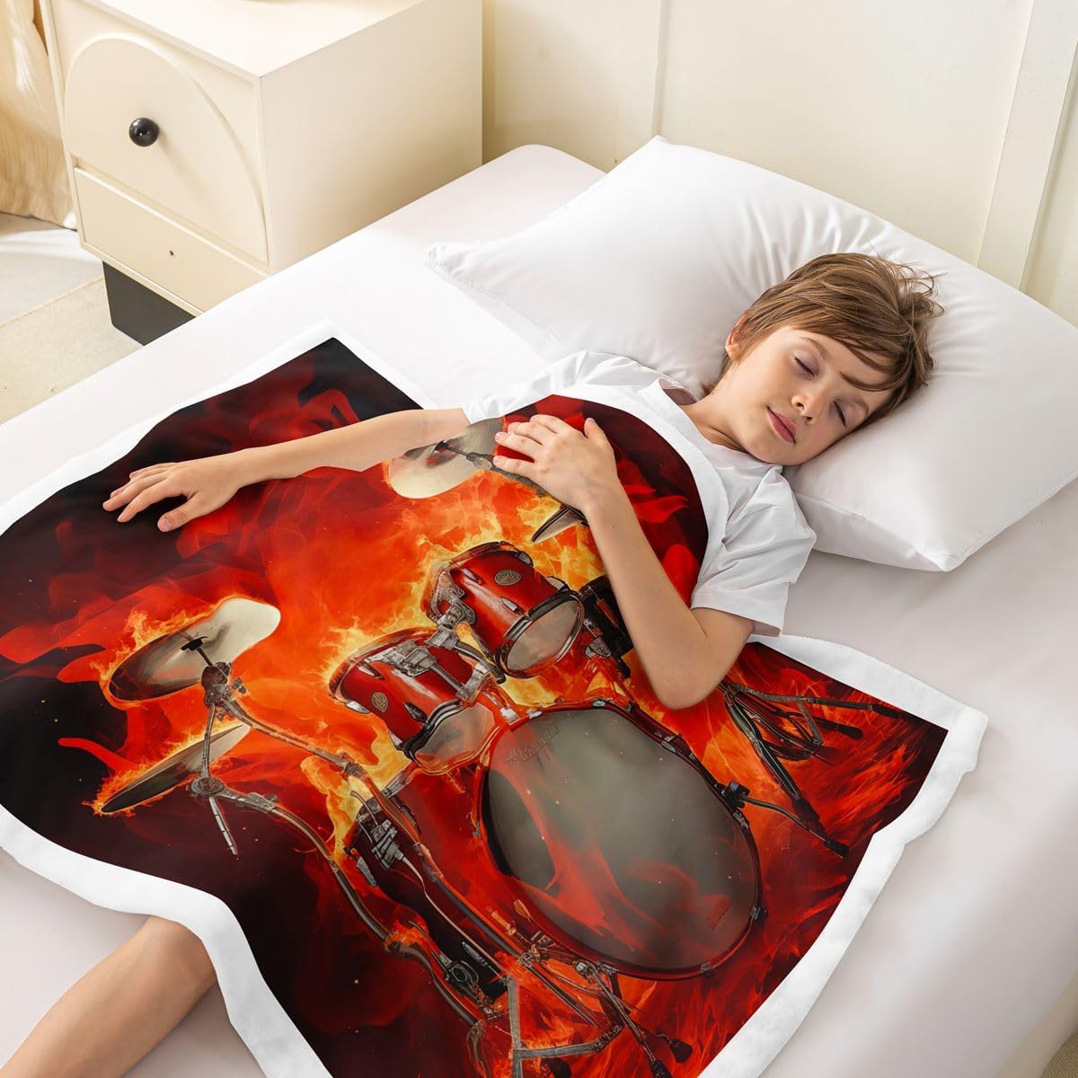 Feelyou Drum Kit Fuzzy Burning Drum Sherpa Blanket 40"x50" image 3