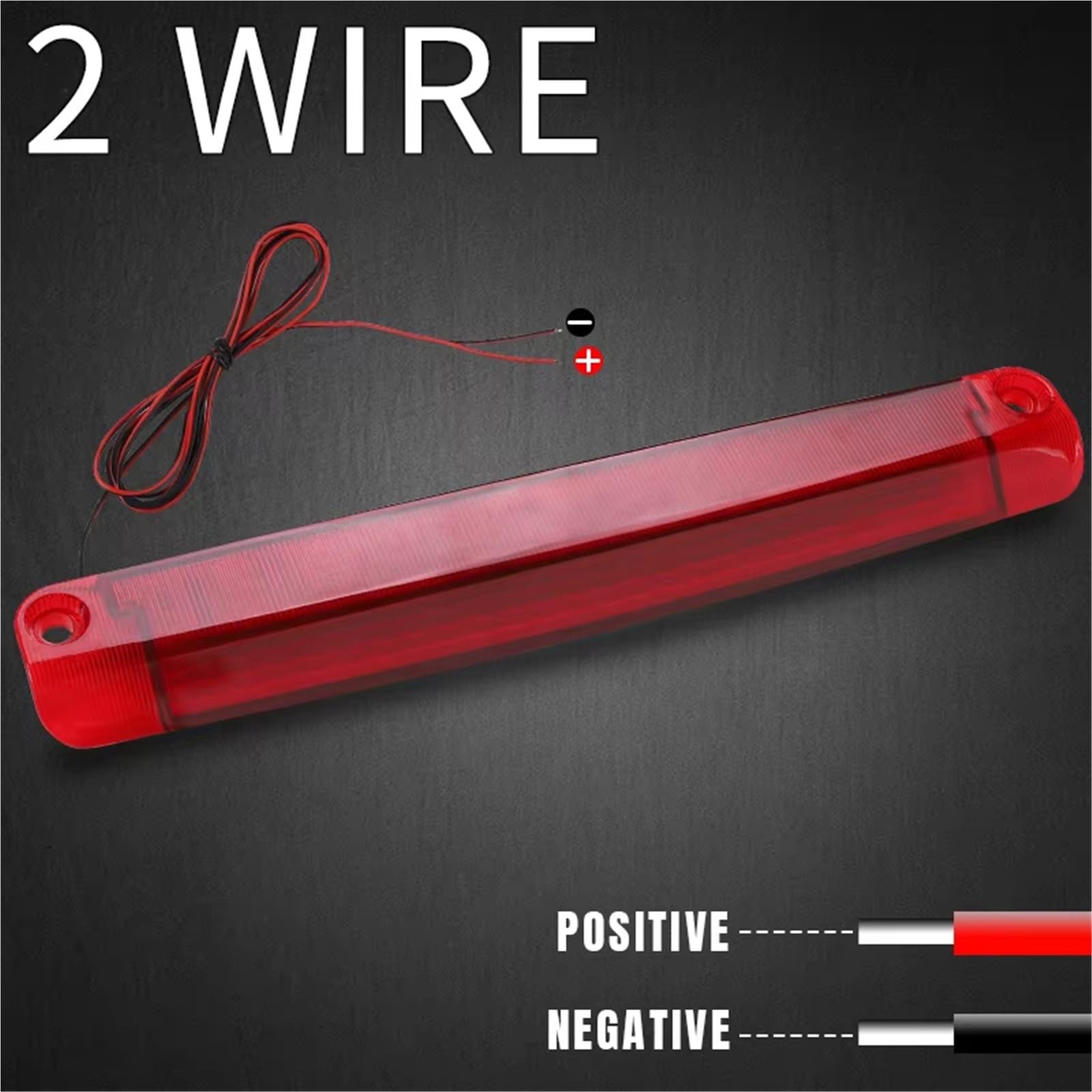 Luces de posición Tercera Luz Freno Adicional Para Coche Lámpara Indicadora Parada LED Techo Parabrisas Trasero Trasera Montaje Alto 12V 30cm Marcador lateral(2pcs Brake Taillight)