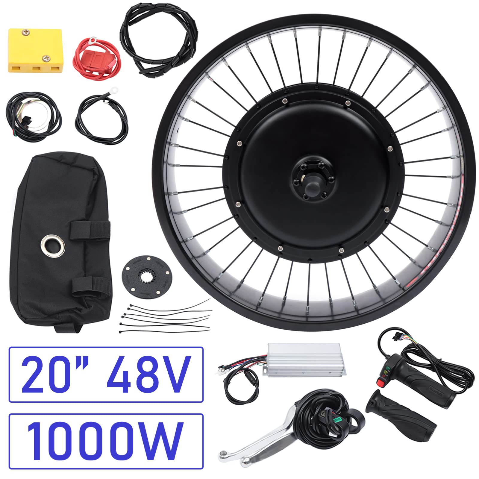 Electric Bicycle Conversion Kit 20in 48V 1000W E-Bike Front Wheel Frame Kit for 20 