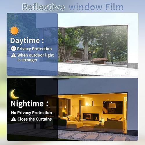 Miniatura 4 de Película de privacidad unidireccional para ventana, tinte de espejo, adherencia estática, control de calor, película de privacidad diurna, bloqueo