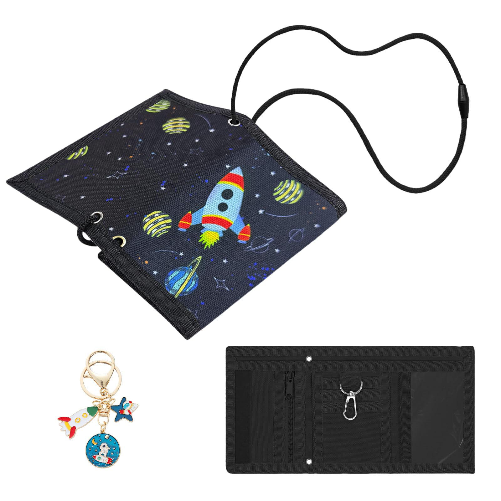 Aucuu Motiv Brustbeutel, Kinder Geldbeutel, Kinder Geldbörse, Kinder Portemonnaie mit Sichtfenster zum Umhängen, Trifold Brieftasche Kleine, Kindergeldbeutel für Jungen Mädchen Portmonee