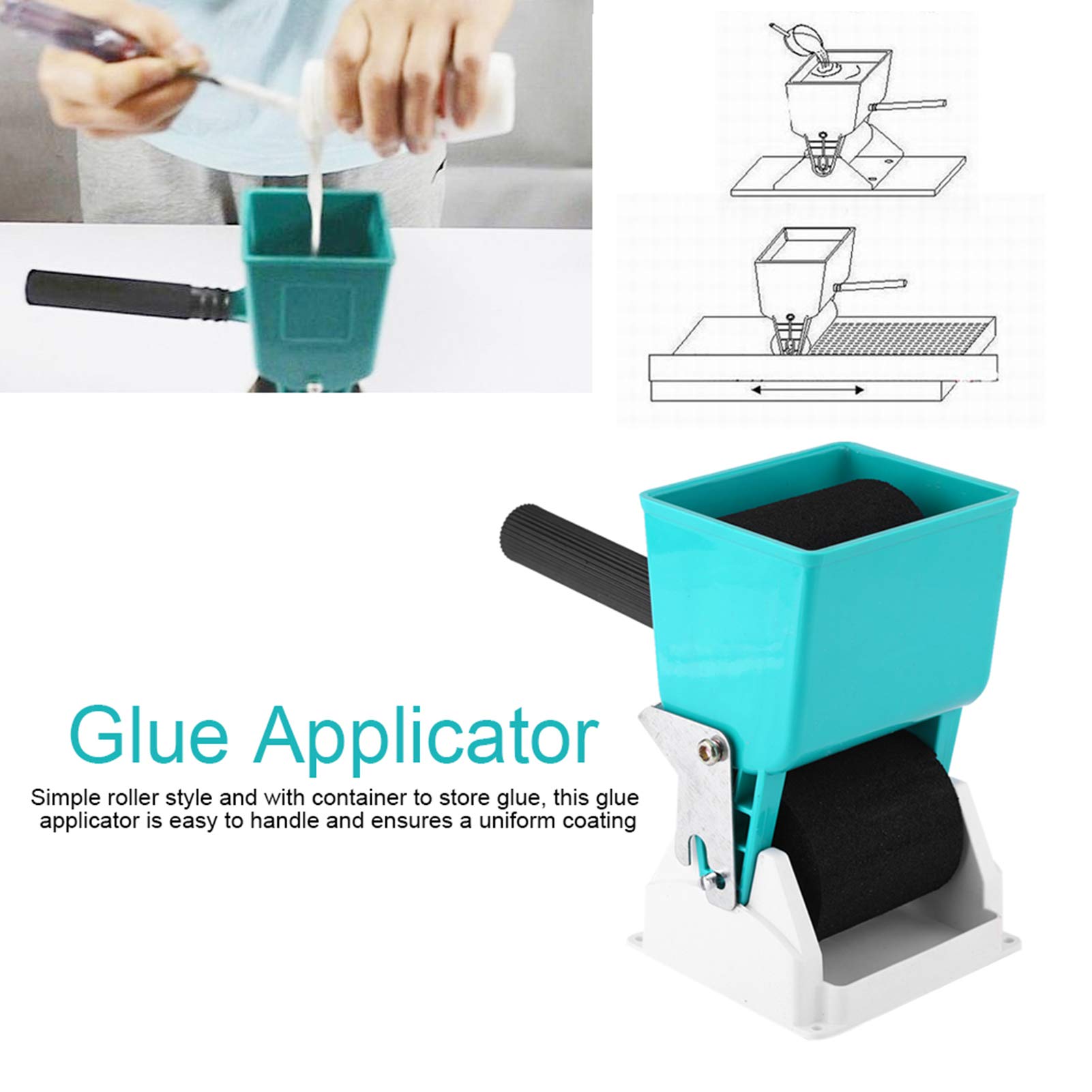 Tiiyee Applicateur de colle, rouleau applicateur de colle réglable portable DIY Adhésifs d'épandage portatifs pour charpentier Épandeur de colle pour le travail du bois(3in)