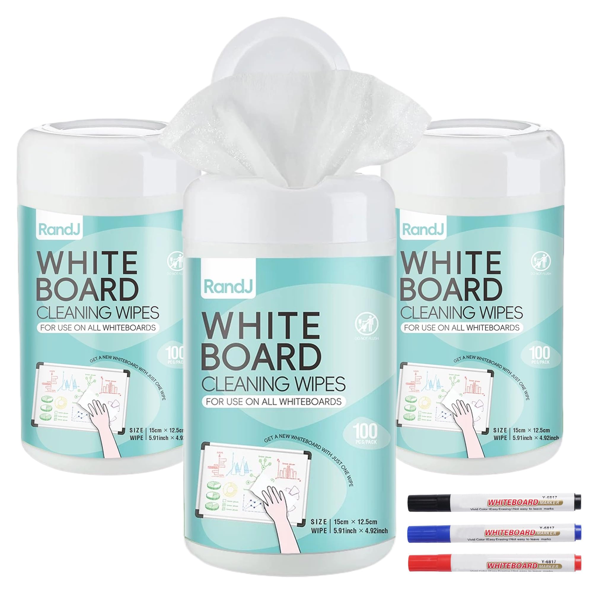 Whiteboard Cleaning Wipes 100 Count Total Disposable Dry Erase Wipes for Classroom Office Home Electronic Screen Wipes 100