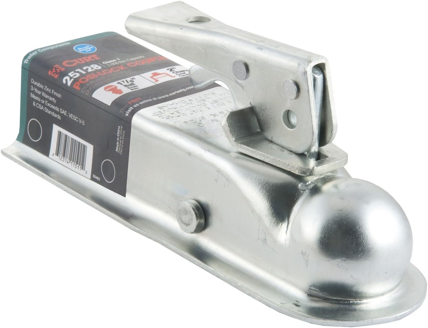 Curt Manufacturing K-5128 Class 1 2000 Gtw 1 7/8 in Ball 2 in Channel Zinc Plated