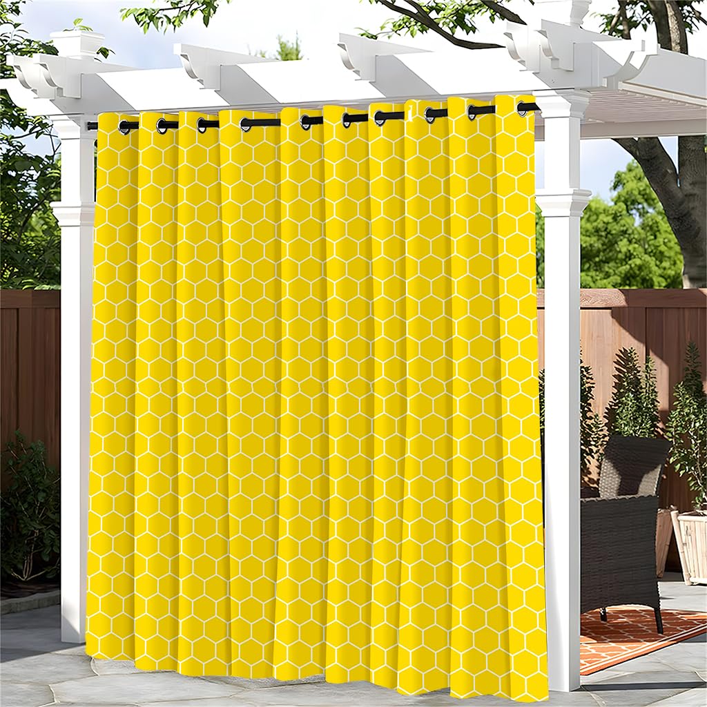 Hixingo Outdoor Curtains Waterproof Gazebo Curtains 1 Panel for Outside Pergola Porch Pool, Sun Protection, Extra Long, Grommet Top, Solid Color