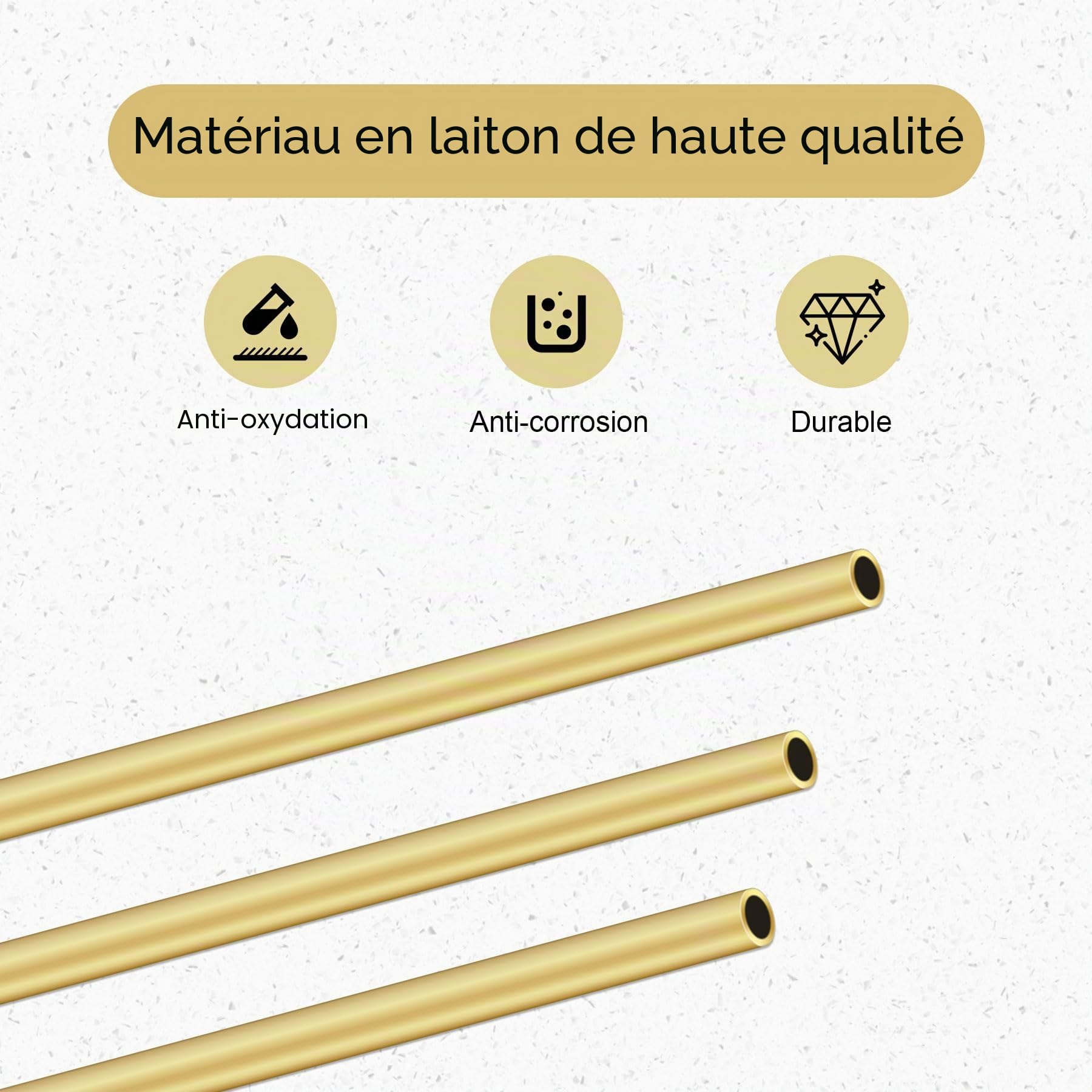 Lot de 3 tubes ronds en laiton, 4 mm de diamètre extérieur x 0,5 mm d'épaisseur de paroi, 300 mm de long, tubes droits en métal sans couture, pour loisirs créatifs