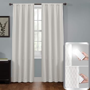 Maytex Jamie Blackout Window Curtain, 50 inches x 84 inches, Bleached Linen